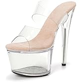 WUXIN H&P Women's 7 in Platform Sandal Heels,Sexy Stiletto Pole Dance Exotic Shoes 17 cm