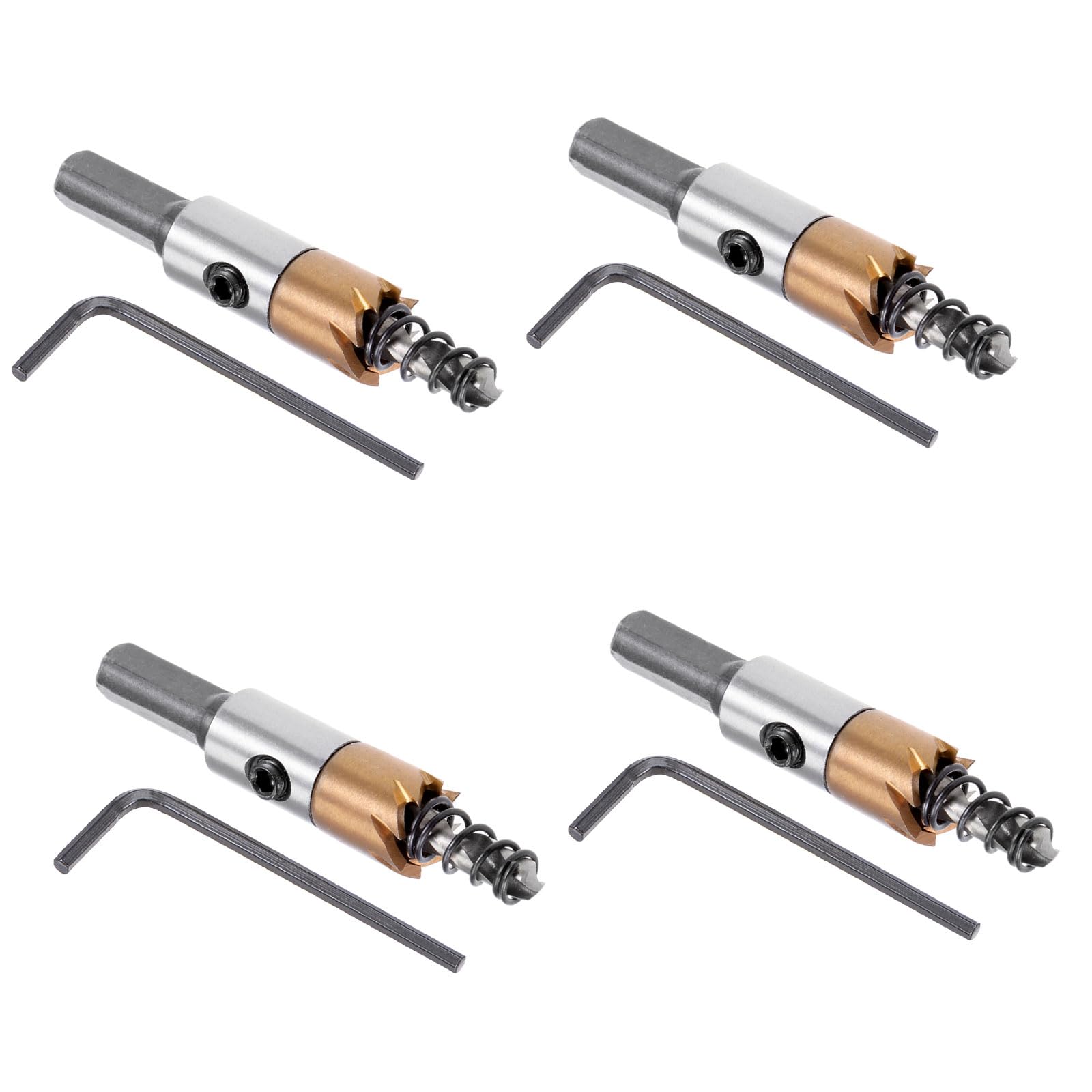 Kozelo 4pcs Hole Saws - [12mm] HSS (High Speed Steel) 4341 Drill Bits Hole Cutters for Stainless Steel Aluminum Metal Wood Plastic Use, Titanium Plated, Triangular Shank