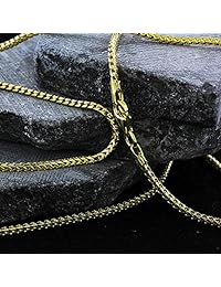 Cadena de oro amarillo de 14 quilates de 0.059 in con eslabones cuadrados de Franco macizos de 40,64 a 24.0 in, para hombre y mujer, en diseño de estilo