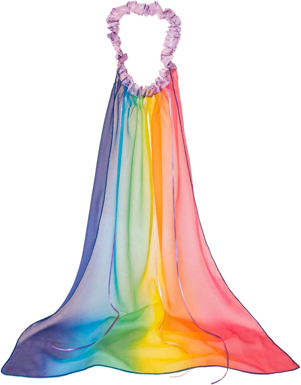 Sarah's Silks - Rainbow Veil, 100% Real Silk, 30-Inch Long 22-Inch Wide Flowing Silk, 20-Inch Wide Stretchy Garland