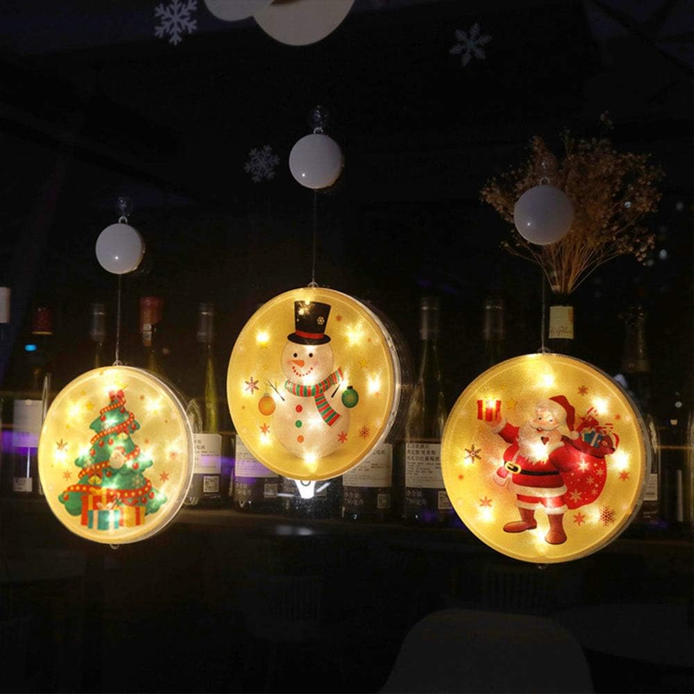 GWOKWAI 3PCS LED Christmas Lights for Window, Christmas Theme 3D