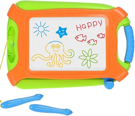 Amazon マグネット付きお絵かきボード トラベルサイズ 幼児用おもちゃ カラフルな消せるスケッチパッド マグネットペン2本とキャリーバッグ1個 ぬりえ おもちゃ