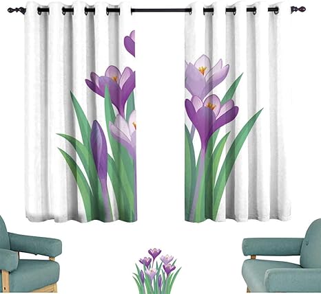 Amazon 暖かいファミリーベッドルーム用防風カーテン カラフルなブルーベルの花束 ベクターのイラスト プライバシー保護 63 Wx45 L ラグ カーテン ファブリック オンライン通販