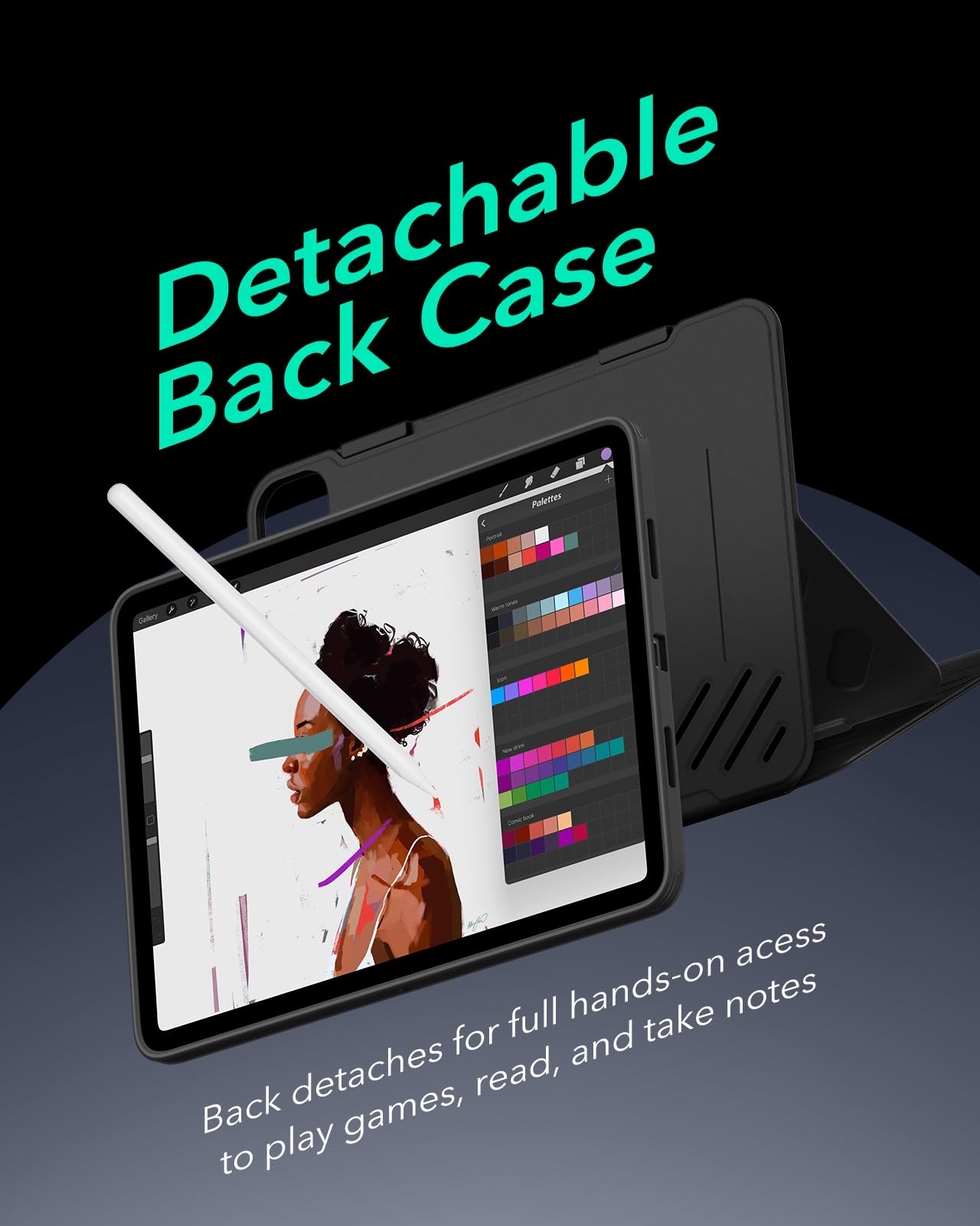 ESR for iPad Pro 11 Inch Case (M4) 2024 5th Gen, Rotating Case with Removable Magnetic Cover, Adjustable Portrait/Landscape Stand with Raised Screen View, 9 Standing Angles, Shift Series, Black