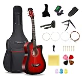38'' Wood Acoustic Guitar for Adults, 6 Steel-String Acoustic Guitar With Guitar Bag and Beginner Kits for Beginner
