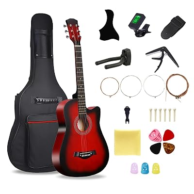 38'' Wood Acoustic Guitar for Adults, 6 Steel-String Acoustic Guitar With Guitar Bag and Beginner Kits for Beginner