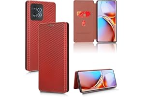 for Motorola Edge 40 Pro/X40/X40 Pro Case, Luxury Carbon Fiber PU+TPU Hybrid Case Full Protection Shockproof Flip Case Cover 