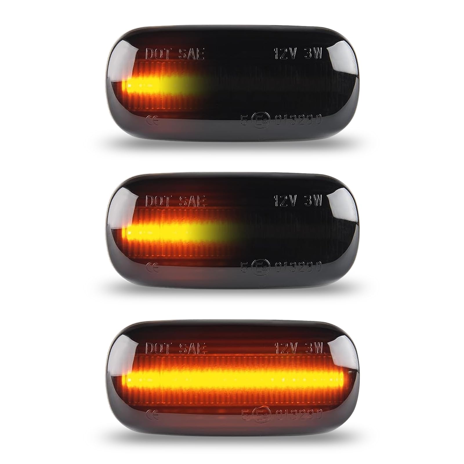OZ-LAMPE 2Pcs Side Indicator for Audi A3 S3 8P A4 S4 RS4 B6 B7 A6 S6 RS6 C5 C6 A8 D3 TT Mk2 8J Roadster, Amber Dynamic LED Side Repeater, Turn Signal Light with CAN-bus Error Free Non-polarity Smoked