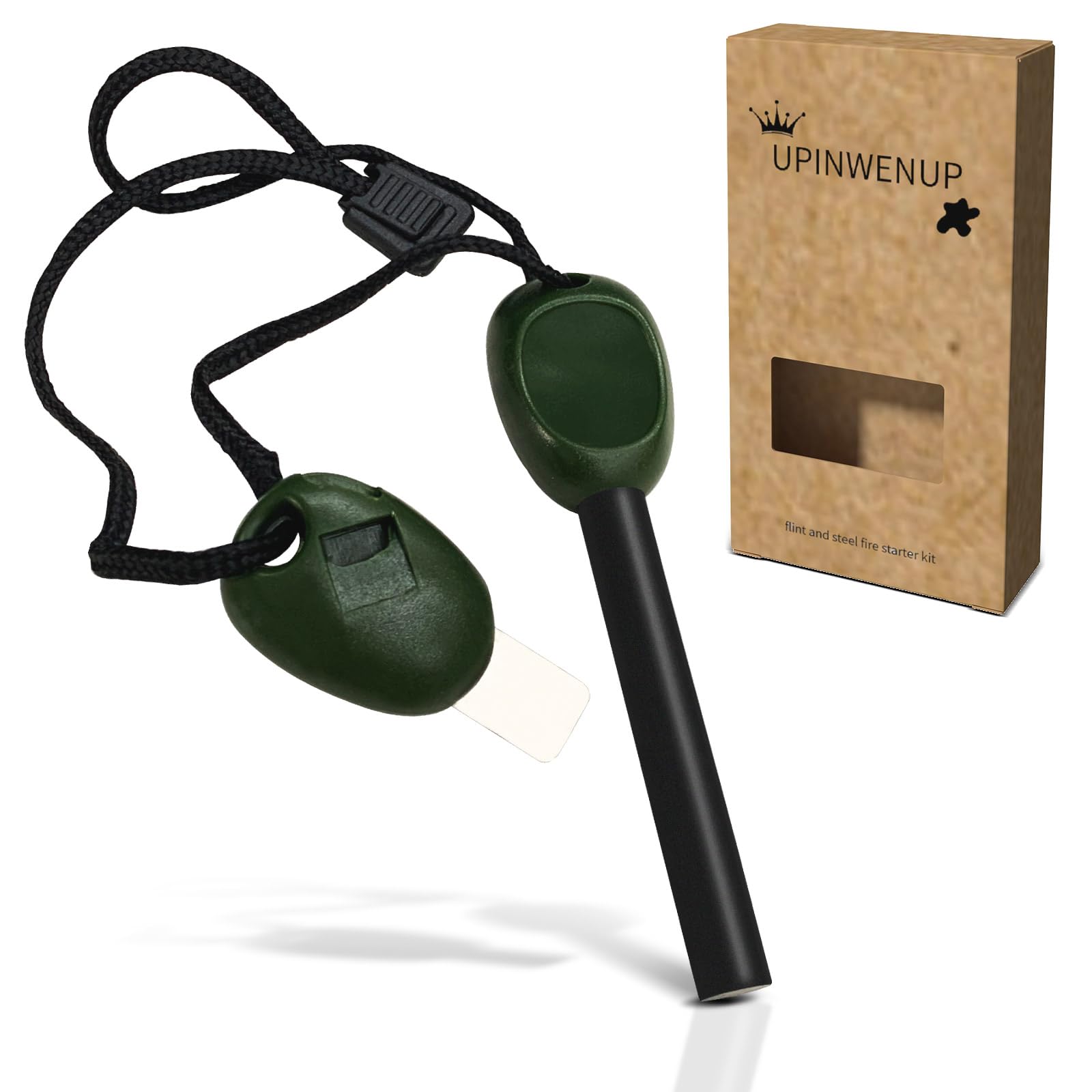 1 Pcs Fire Starter Kit Flint and Steel Survival Fire Steel Outdoor Emergency Survival Tool for Travelling Camping Hiking (Green)