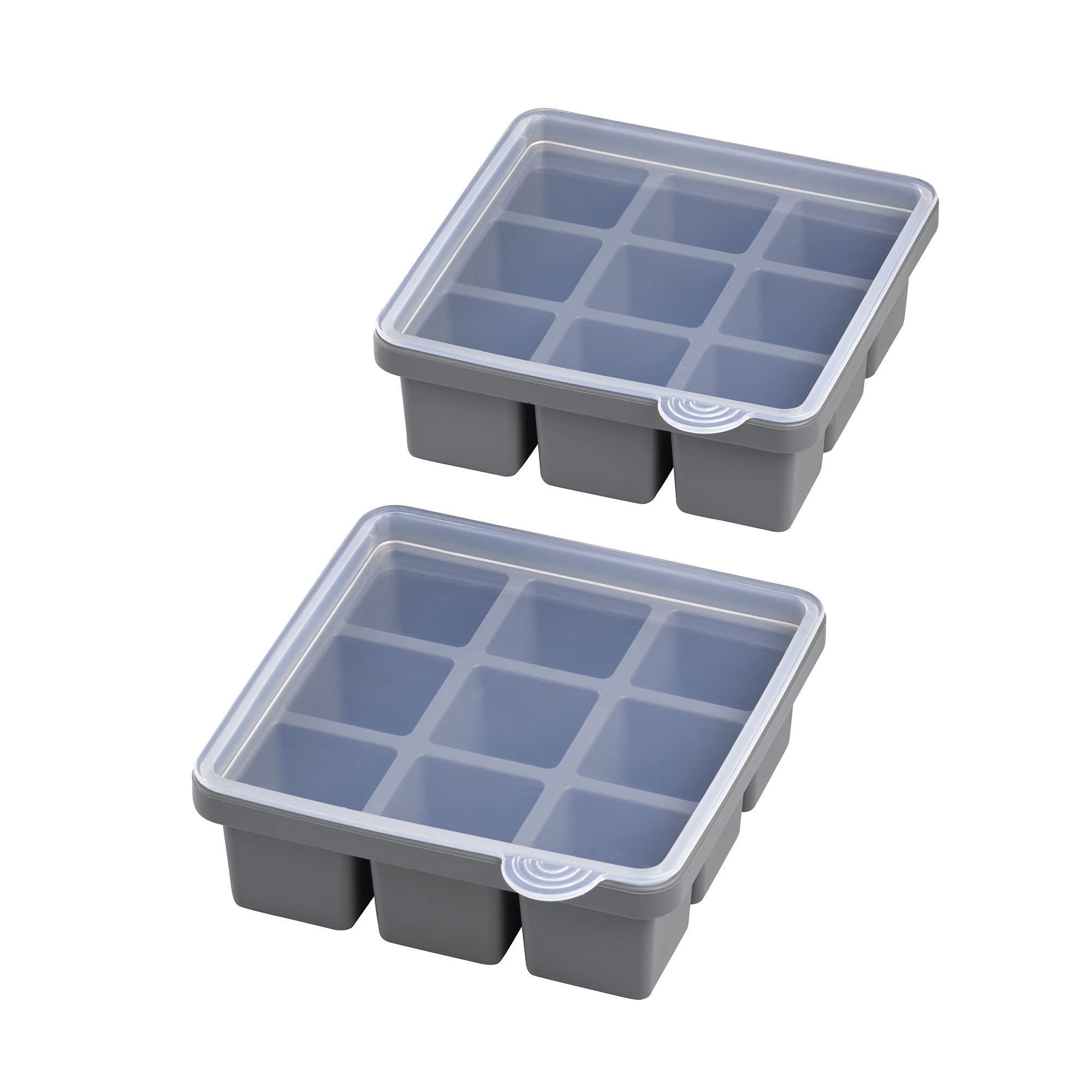 APS Silicone Ice Cube Tray with Clear Lid for 9 Ice Cubes Size 4 x 4 x 4 cm