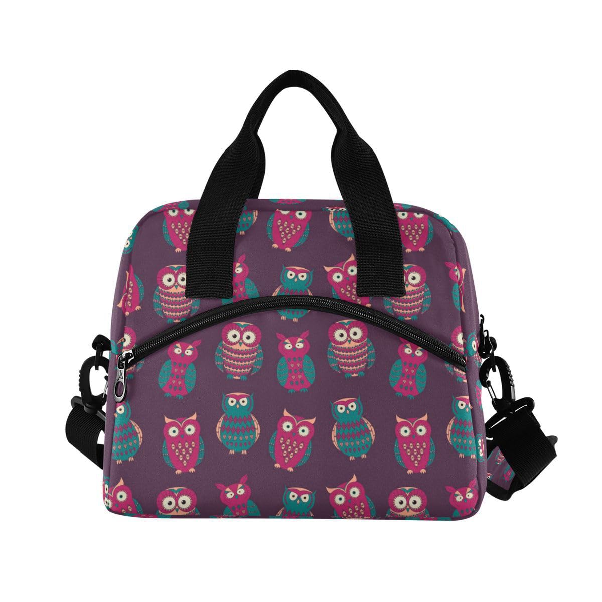 ALAZA Lunch Bags for Women Girls Boys, Cute Owls Insulated Lunch Box with Shoulder Straps and Handle, Crossbody Tote Lunch Bag for School Office