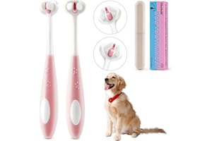 Gluckelk 2 Pcs 3-Sided Dog Toothbrush, Puppy Toothbrushes, Ultra Soft Nano Bristles, Suitable for Teeth with Sensitive Gums, Pet Dental Care Oral Hygiene, for Small and Medium Dogs