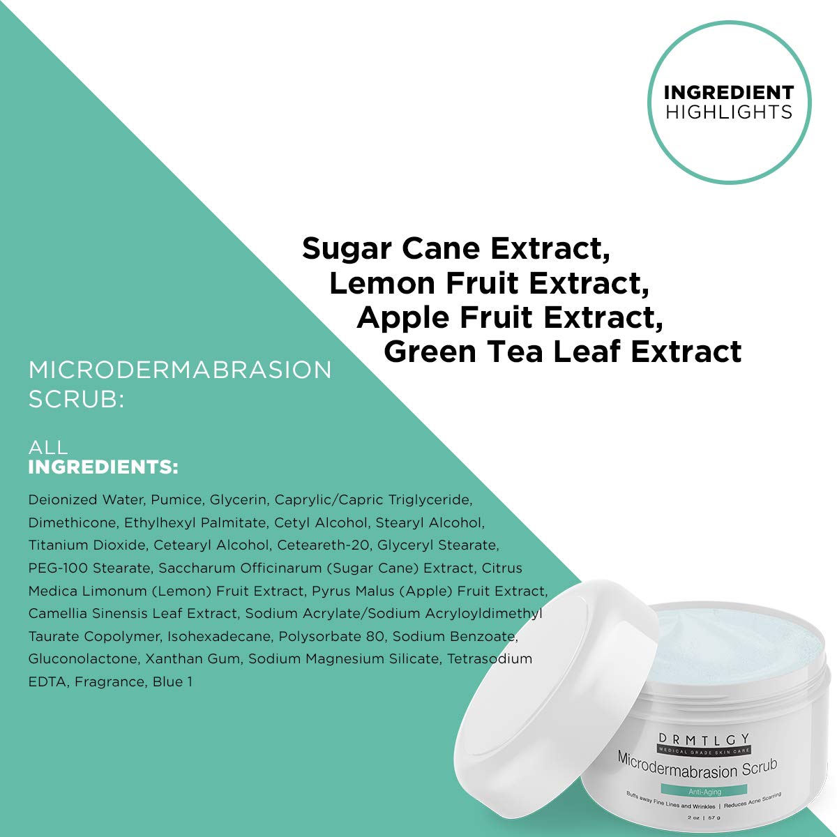 DRMTLGY Microdermabrasion Facial Scrub and Face Exfoliator. Natural Non-Abrasive Face Exfoliator Improves Acne Scars, Blackheads, Pore Size, and Skin Texture. 2 oz: Beauty