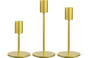 FSyueyun Gold Candle Holder Taper Candle Holders, Set of 3 Candle Stick Holders Decor for Mantel Table Centerpiece, Used for Wedding, Dinning, Housewarming Gift