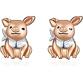 Pig earrings for Women S925 Sterling Silver Rose Gold Pig Stud Earrings Cute Animal Jewelry Gifts for Mom Wife Birthday Graduation