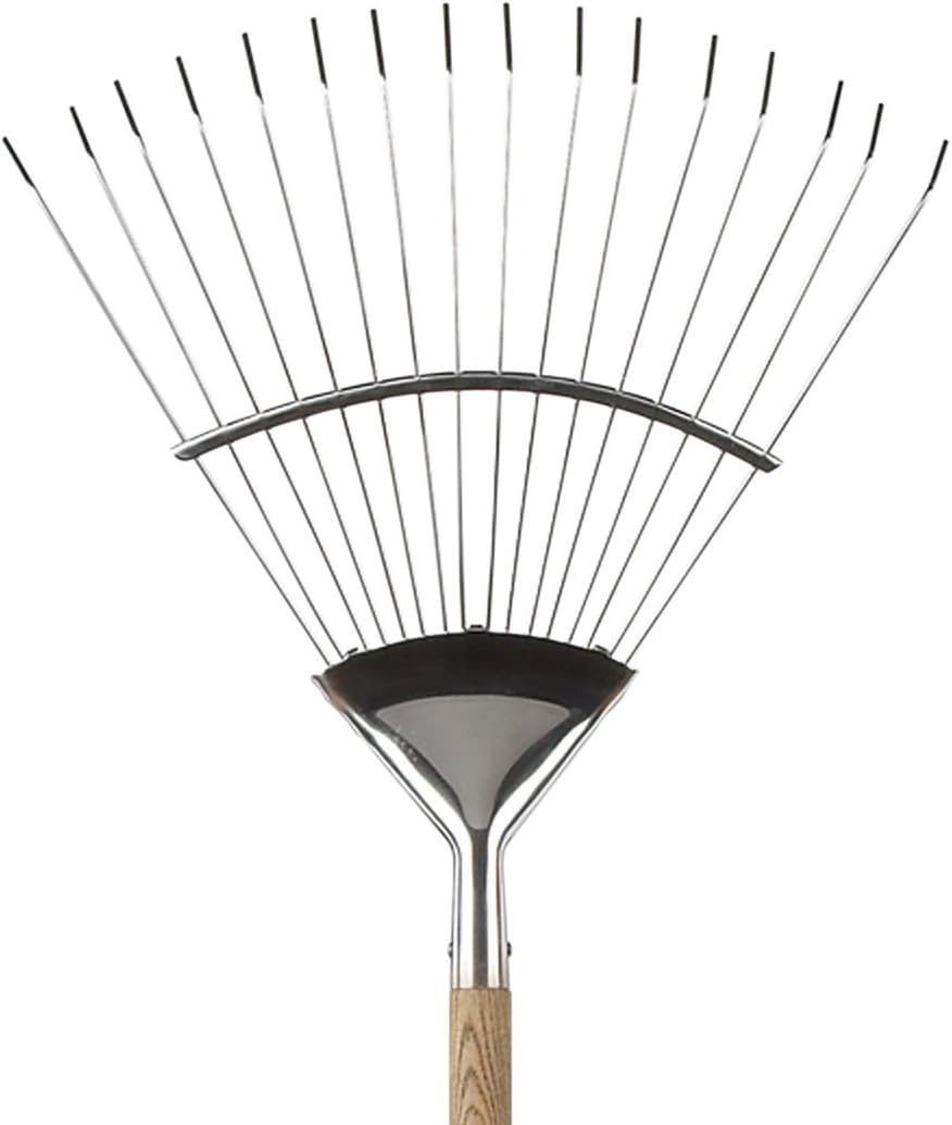 Spear & Jackson 4812FR Traditional Stainless Flexo Lawn Rake, wooden tone - Image 3