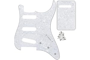 IKN 4Ply White Pearl ST Pickguard Backplate Set for 3 Single Coil Pickups-11 Hole, come with Pickguard Screws