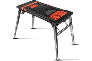 Evcitn Portable Workbench,7-in-1 Work Benches for Garage,45”Folding Work Table,Used as Car Creeper,Sawhorse,Platform,Scaffold,Hand Truck with 4 Wheels,550lbs Load Capacity