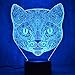 3D LED Night Lamp, Night Lighting, Optical Illusion Visual Lamp, 7 Colors Change, Touch Button, Decor Lamp, Bedside Lamp, Creative Lamp, Kids Gifts (Cat)