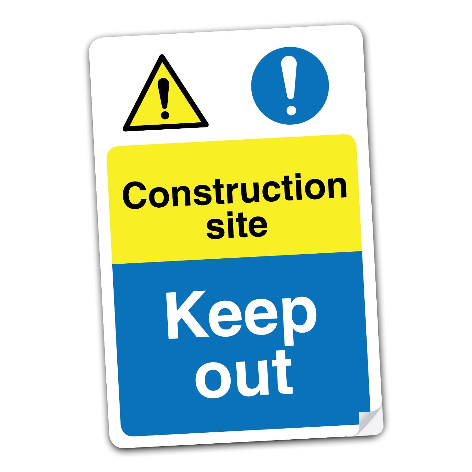 SAFESIGN Large - Construction Site Keep Out 300 X 300mm Sign Vinyl Sticker - for Building, Houses, Commercial Business - Health and Safety Board, Caution Notice Conforms to EN ISO 7010:2012