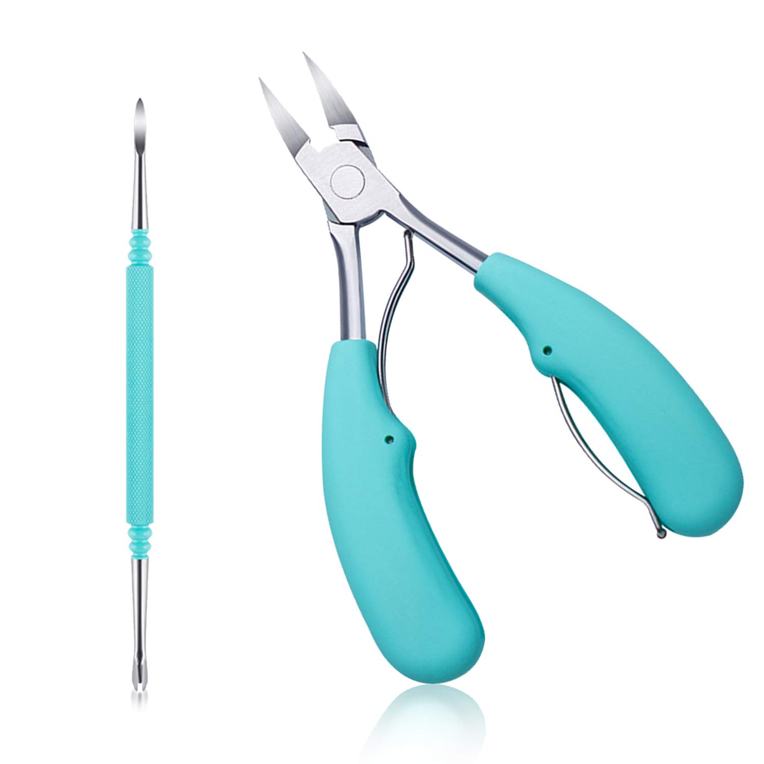 Ingrown Toenail Tool Kit Toe Nail Clippers for Men Women Seniors Sharp Stainless Steel Pedicure Trimmer with Easy Grip Soft Handle Blue: Beauty