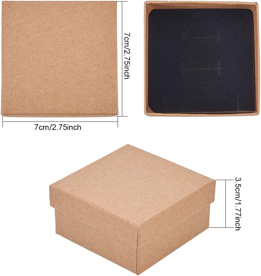 NBEADS 12 Pcs Cardboard Jewellery Box, Kraft Jewelry Boxes Jewellery Gift Boxes with Velvet insert for Rings Necklace - Image 3