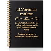 QYUVK Difference Maker Black Golden Hardcover 160 Pages Blank Spiral Notebooks, Employee Appreciation Gift, Thank You Gift for Coworker Boss, Unique Office Gift Idea for Man Coworker, New Job Gifts