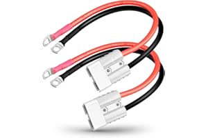 PAEKQ 50 Amp Battery Quick Connect/Disconnect Connector 7AWG 50A SB50 Anderson Connector Battery Cable to O Ring Terminal 12V-72V Wire Harness Plug Kit for Car Winch Trailer,Forklift 1Pair