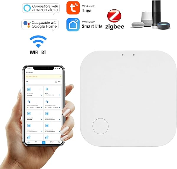 Festnight Hub Smart Gateway Hub Puente de hogar Inteligente Tuya ZigBee WiFi BT Smart Life App Controlador Remoto inalmbrico a travs de Alexa Google Home App Control