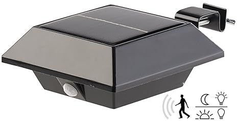 Lunartec Dachrinnenbeleuchtung: Solar-LED-Dachrinnenleuchte mit PIR-Sensor, 160 lm, 2 W, IP44, schwarz (Dachrinnenbeleuchtung