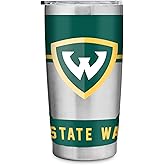 Rico Industries NCAA Wayne State University Warriors Standard 20oz Stainless Steel Tumbler with Lid - Great For Coffee, Tea, Water or Cocktails