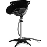 Portable Shampoo Bowl, 270&deg; Rotating Salon Sink, Height Adjustable, Black | Portable Height Adjustable Shampoo Bowl with 270&deg; Rotating Basin &amp; Drain Hose for Home &amp; Salon Use