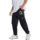 SOLY HUX Men's Sweatpants Drawstring Waist Printed Cargo Pants Street Outdoor Joggers with Pockets
