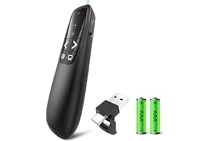 UBUYONE Clicker PowerPoint Presentation Wireless Presenter Remote, Green Laser Pointer for Computer Clickers, USB C A Project Power Point PPT Clicker for Mac Laptop Office, Slideshow Google Slide Advancer