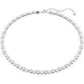 Swarovski Matrix Tennis Necklace, Crystal Pearl, Round Cut, Clear, Rhodium Finish
