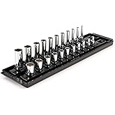 TEKTON 1/4 Inch Drive 12-Point Socket Set with Rails and Tray, 22-Piece (5/32-9/16 in.) | SHD90213