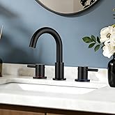 FGKQ Black Bathroom Faucet for Sink 3 Hole, Bathroom Sink Faucet with Pop Up Drain, 8 Inch Widespread Vanity Faucet 3 Hole, 360° Swivel Two Handle with Supply Lines