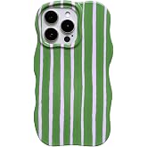 XQAGU for iPhone 14 Pro Max Case Stripe Cute Aesthetic Wave Shape-Green | Stylish Trendy Personality Striped Pattern Design for Women Girl Men,Durable Shockproof Protective Phone Case,2-in-1 Hybrid