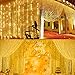 Blusow Curtain Lights 304led 9.8*9.8ft Warm White Christmas Curtain String Fairy Wedding Led Lights for Home, Garden, Holiday, Party, Outdoor Wall, Kitchen, Bathroom, Curtains, Window Decorations