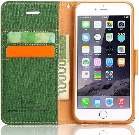 iPhone 6 Plus Case,iPhone 6s Plus Case,Souldio™ Leather Case for iPhone 6s/6 Plus Wallet Case,Luxury Fashion PU Leather Case Strong Magnet Flip Cover with Credit /ID Card Slots(Green)