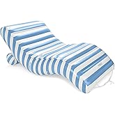 FUNBOY Giant Blue &amp; White Cabana Inflatable Chaise Lounger Pool Float | Chair Pool Float for Adults, Perfect for Summer Pool Party, Nearly 6 Feet Long, Luxury
