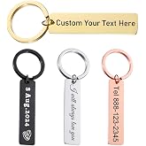 Custom Keychain, Personalized Double-Sided Engraved Text/Logo/Name for Men | Stainless Steel, Customized Name, Text, Logo Personalized Gifts for Boyfriend, Dad, Father's Day, Valentine&rsquo;s Day