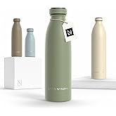 LARS NYSØM Stainless Steel Insulated Water Bottle 12oz 17oz 25oz 34oz 51oz | Insulated Thermo Flask for Hot and Cold Beverages | Leakproof Drinking Bottle (Sage Green, 17oz)