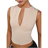 Floerns Women's Sleeveless Tank Top Notched V Neck Slim Fit Dressy Casual Camisole