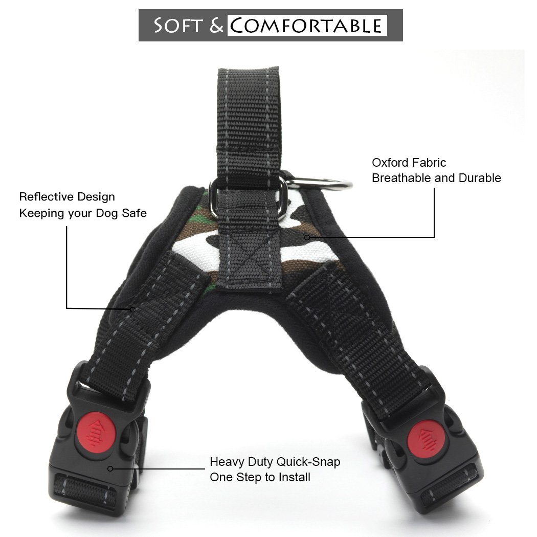 No Pull Dog Harness Vest - Menyda Adjustable Reflective Dog Harness With Handle (S-Camouflage)