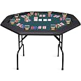 Poker Table Foldable, 8 Player Folding Poker Tables w/Collapsible Legs