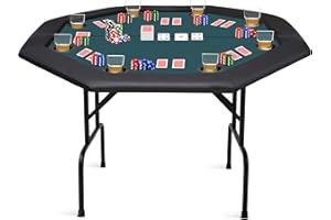 ZivPlay Poker Table Foldable Texas Holdem Poker Table Portable with Folding Legs for Card Game and Casino Gambling 8 Player Octagon