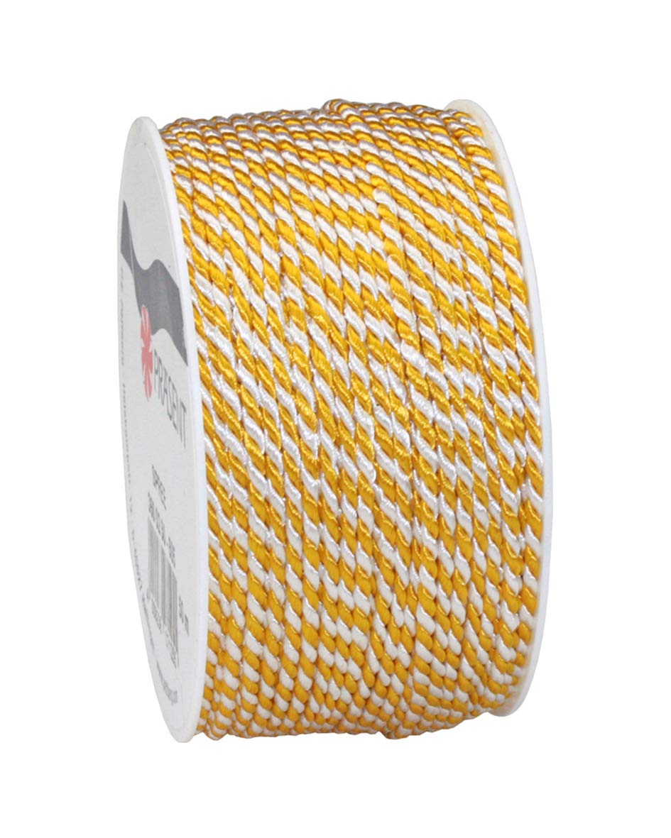 Präsent - Spree Cord Ribbon Yellow-White 50 m Length - 2 mm Width