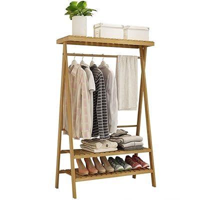 YChoice Solid Wood European Household Clothes Rack Floor Stand