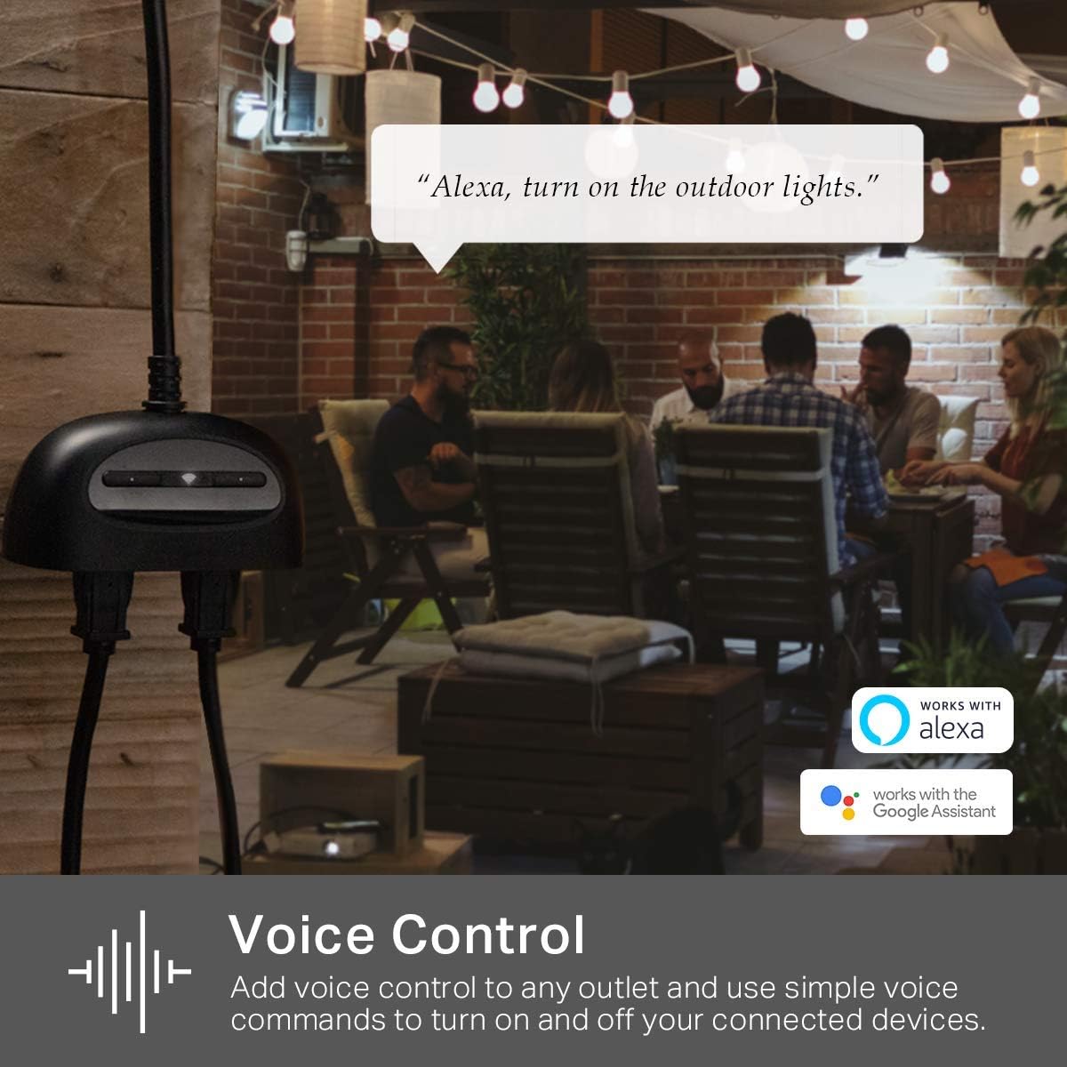Kasa Outdoor Smart Plug by TP-Link, Smart Home Wi-Fi Outlet with 2 Sockets, Works with Alexa & Google Home, No Hub Required, Remote Control, Sunset & Sunrise Offset (KP400) - - 